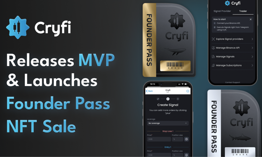 Signal trading platform Cryfi will launch Founder Pass NFTs on May 3