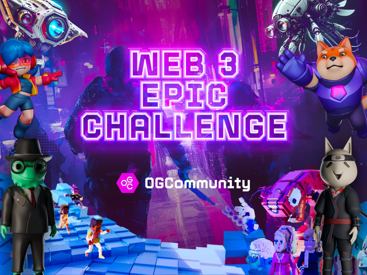 The Web3 Epic Challenge with OGCommunity, Hello Pixel, Xyro, TweetScout and 7 great projects where you have the chance to claim $50,000 USDT and fantastic token and NFT prizes