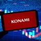 Konskie, Poland - March 16, 2024: Konami Holdings company logo displayed on mobile phone