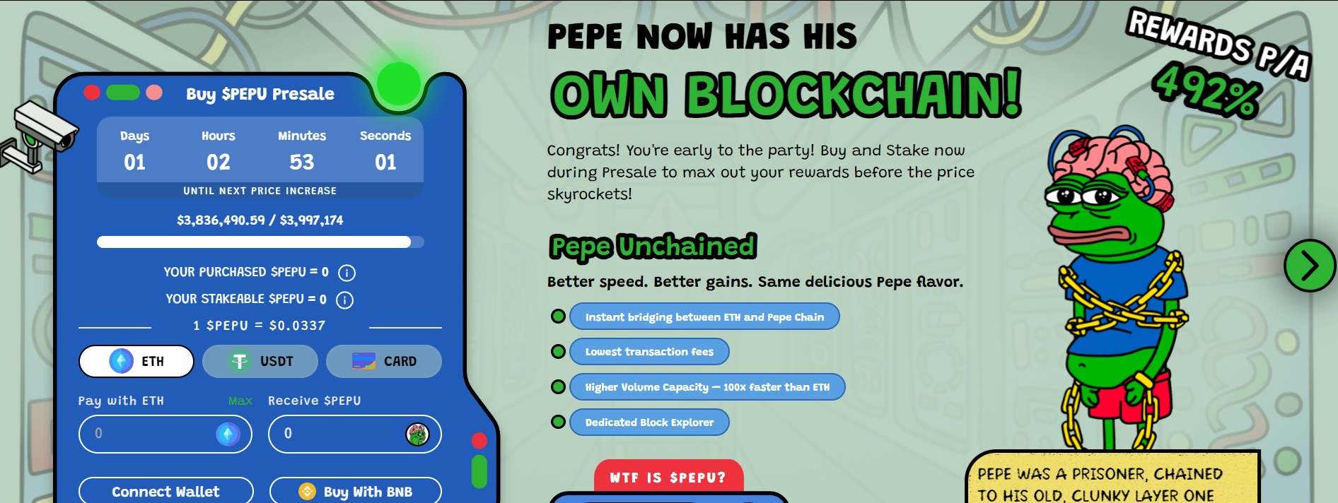 Pepe Unchained pre-sale raises over $3.9 million